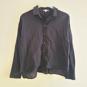 Standard James Perse Women’s Button Up Shirt Long Sleeve Black Size 2 Cotton